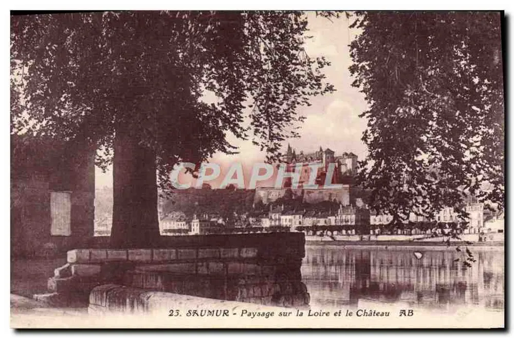 Saumur - Landschaft am Fluss Loire und Schloss - Vorderseite
