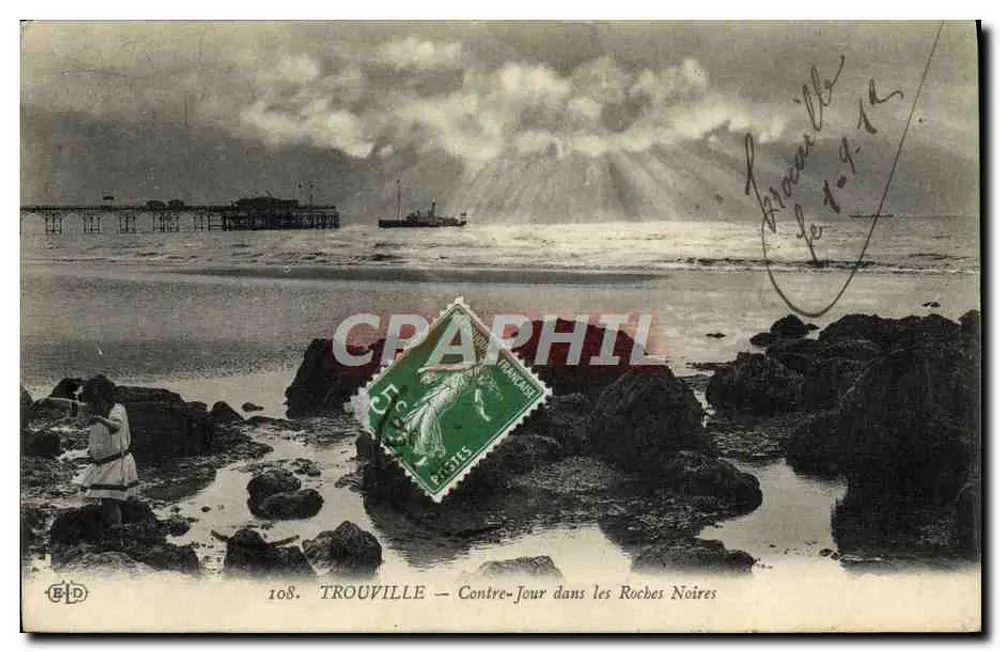 TROUVILLE — Rücklichtblick in den schwarzen Felsen — B.D. n°108 - Vorderseite
