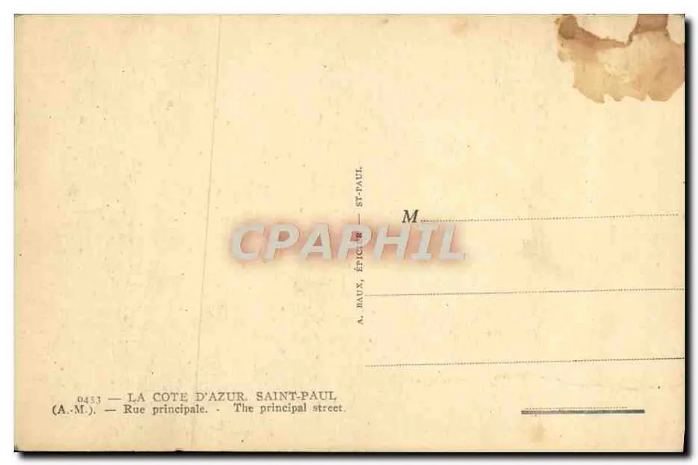 Saint-Paul — Rue principale — A. Baux, Épicerie - Verso