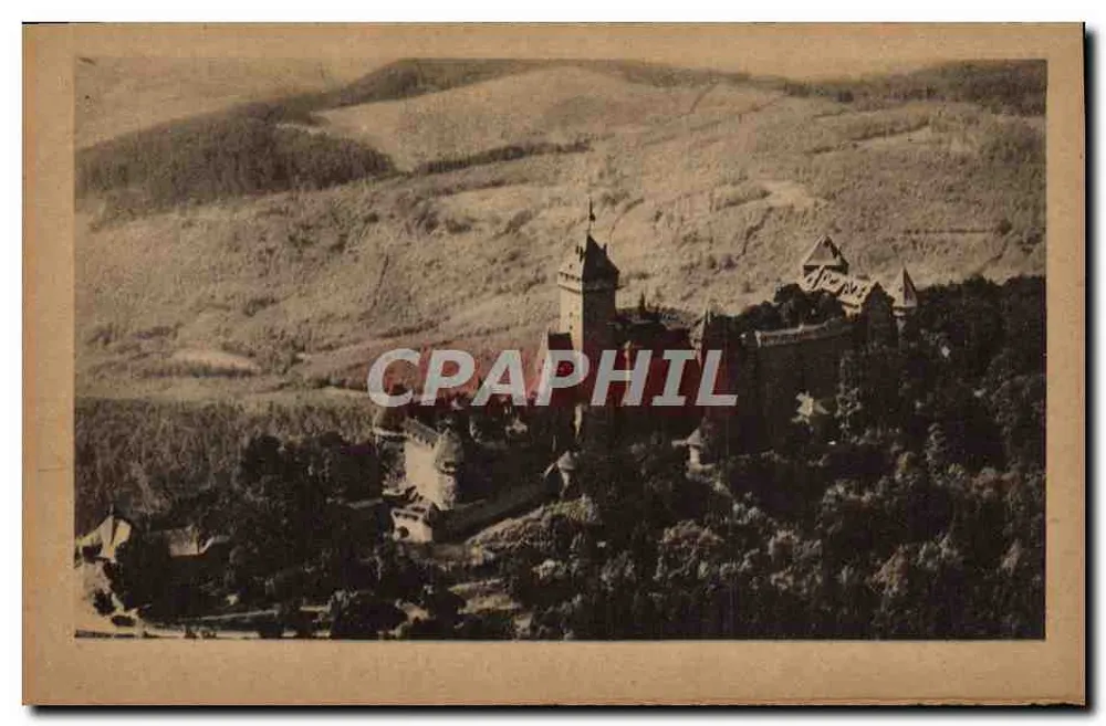 Schloss Haut-Königsbourg — von oben gesehen — Foto der französischen Luftfahrtsfirma - Vorderseite