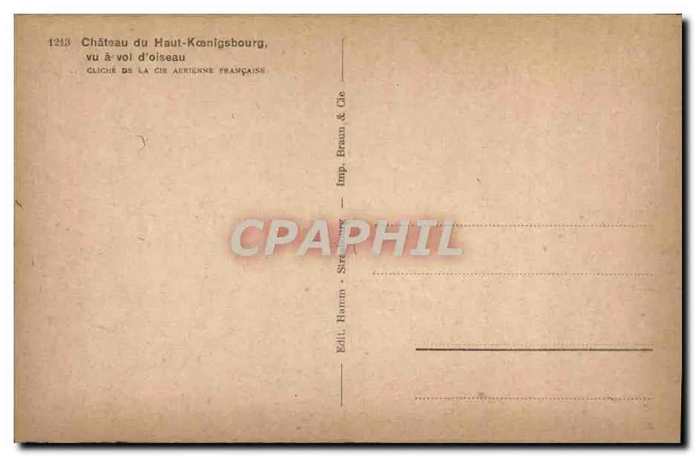 Schloss Haut-Königsbourg — von oben gesehen — Foto der französischen Luftfahrtsfirma - Rückseite