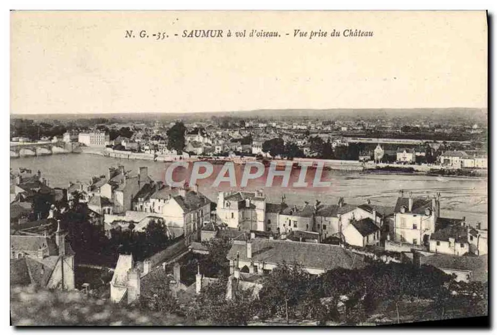 Saumur von oben — Ansicht vom Schloss genommen — N.G. -35 - Vorderseite