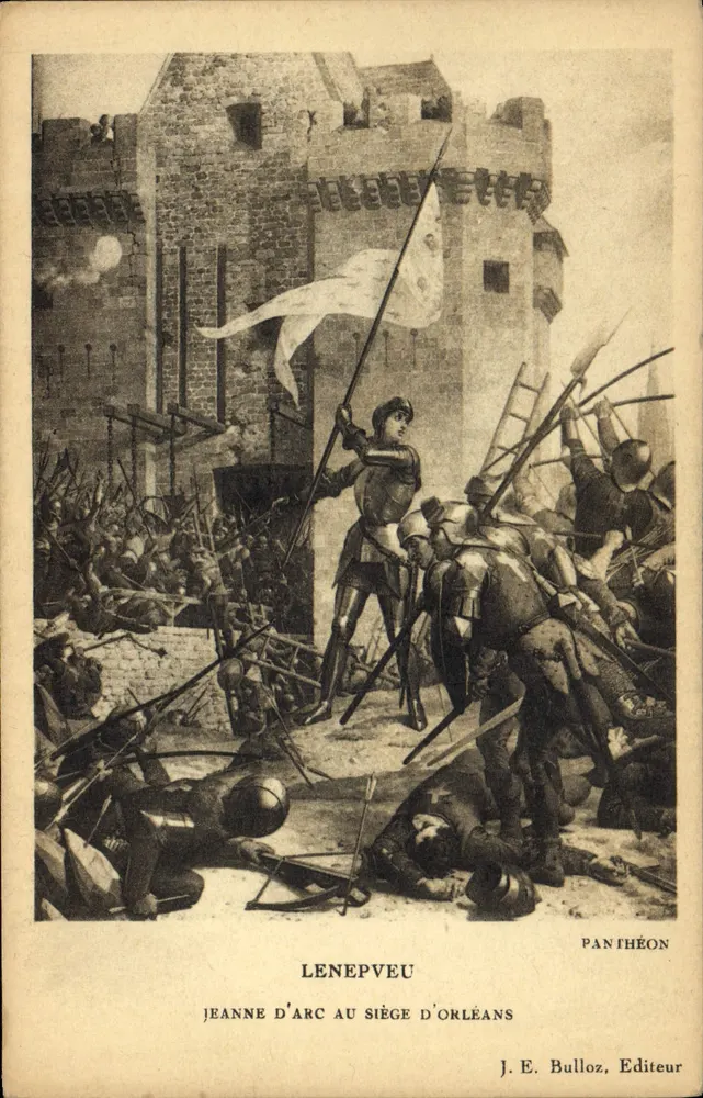 Jeanne d'Arc beim Belagerung von Orléans — Illustration von Lenepeu — J. E. Bulloz, Verlag - Vorderseite