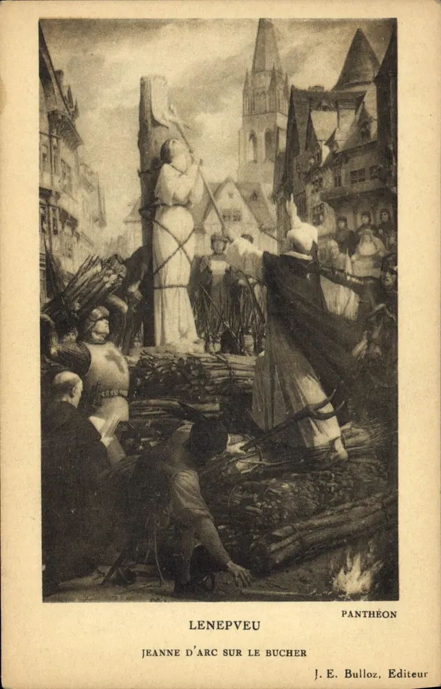 Jeanne d'Arc am Scheiterhaufen — Illustration von Lenepeveu — J. E. Bulloz, Verleger - Vorderseite