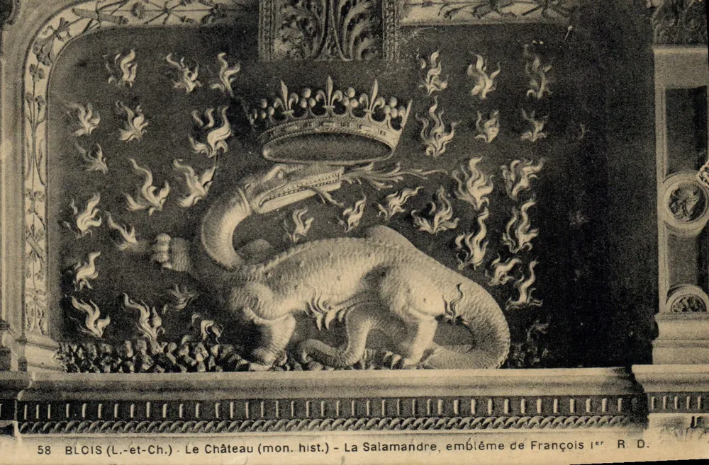 Blois (L.-et-Ch.) - Das Schloss (historisches Denkmal) - Die Salamandre, Wappen von François Ier - R. D. - Vorderseite