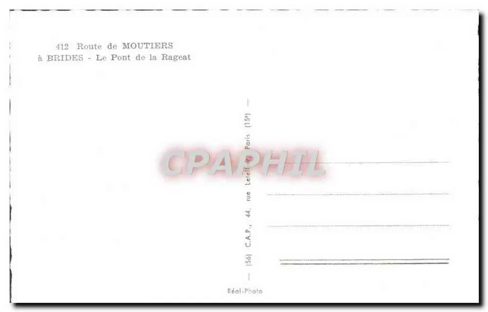 Brides-les-Bains — Estrada de Moutiers, Ponte da Rageat — Réal-Photo - Verso