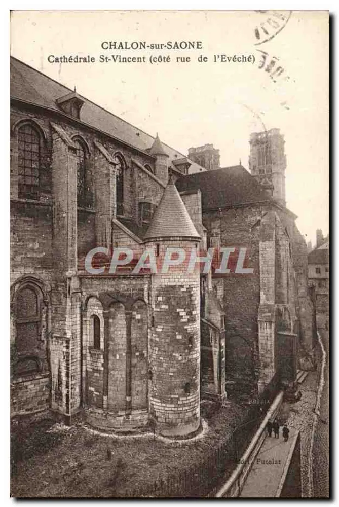 Chalon-sur-Saône — Kathedrale Saint-Vincent (Seite der rue de l'Évêché) — Verlag Puteilat - Vorderseite
