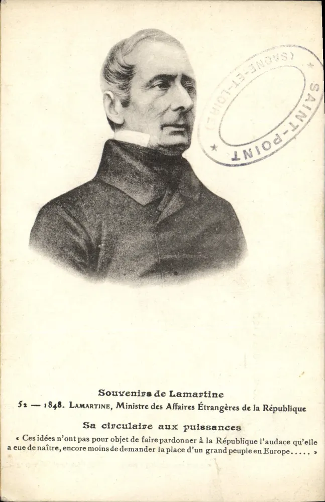 Lamartine, Außenminister — Erinnerungen an Lamartine — Verlag P. Quarrez, Nr. 52 - Vorderseite
