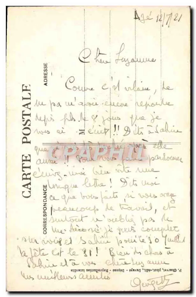 Lamartine, Außenminister — Erinnerungen an Lamartine — Verlag P. Quarrez, Nr. 52 - Rückseite