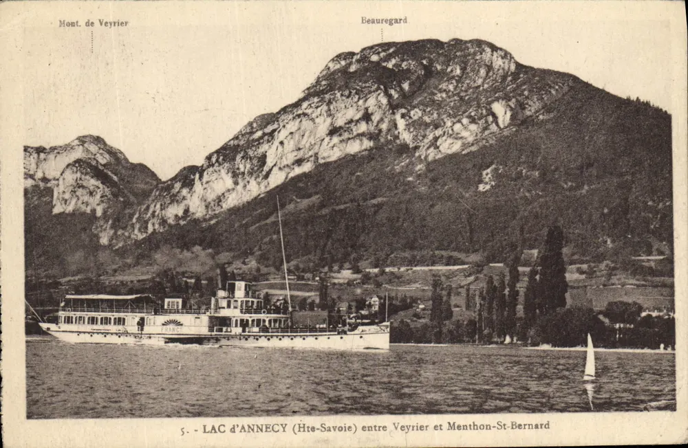 LAC d'ANNECY (Htes-Savoie) zwischen Veyrier und Menthon-St-Bernard — Mont de Veyrier und Beauregard — L. Fournas, Verlag - Vorderseite