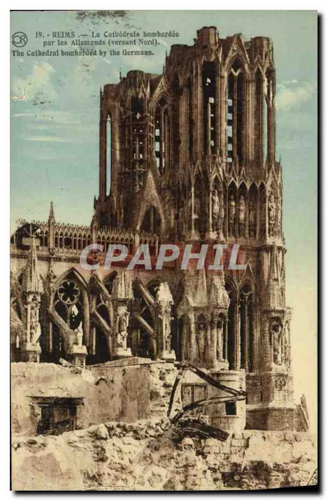 Reims — Die bombardierte Kathedrale (Nordseite) — Éditions Artéfactiques (Verlag Th. Branel) - Vorderseite