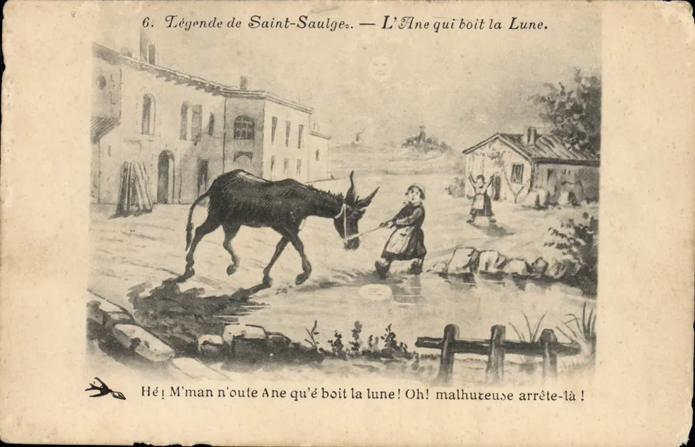 Saint-Saulge — Der Esel, der den Mond trinkt — lokale Legende - Vorderseite