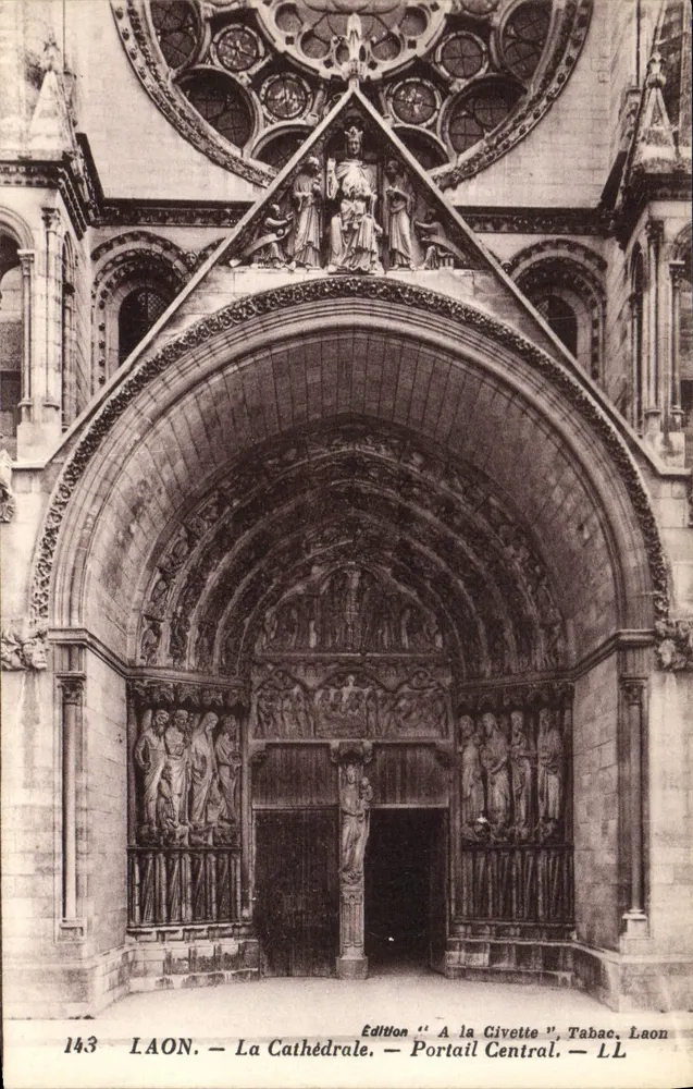 Laon — A Catedral — Portal Central — Edição 'A la Civette', Laon - Frente
