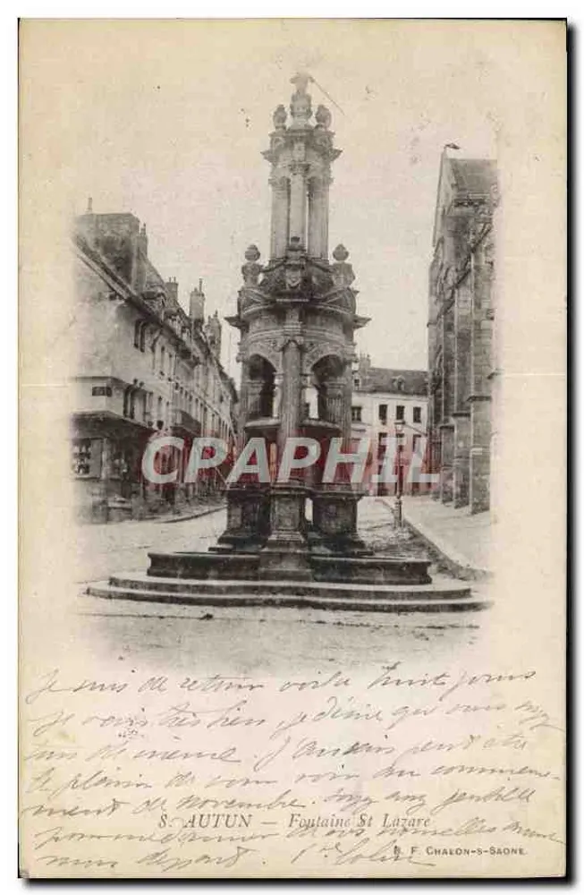 Autun — Fontaine Saint-Lazare — B. F. Chalon-sur-Saône - Frente