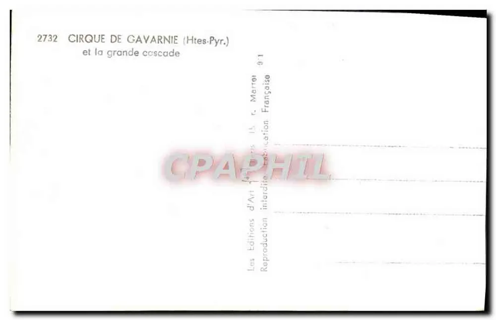 Cirque de Gavarnie e a grande cascata — Éditions d'Art Marreli, n° 2732 - Verso