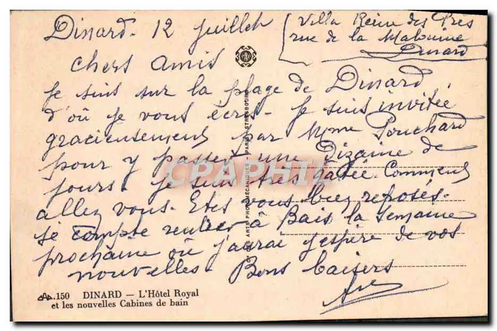 Dinard — Strände und Hotel Royal — Verlag CAP - Rückseite