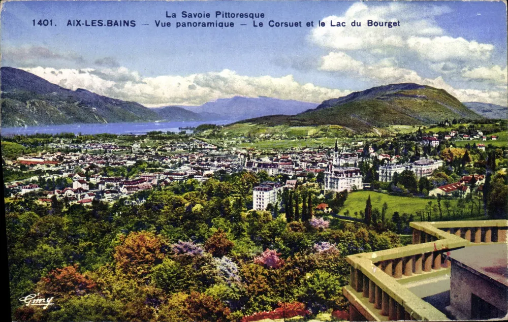 Aix-les-Bains — Panoramablick — Le Corsuet und See Bourget — GINNY 1401 - Vorderseite