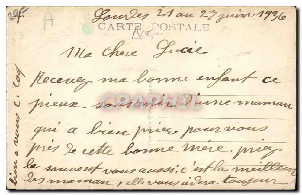 Lourdes — A Gruta Milagrosa — Editor não identificado, n° de série 81 - Verso