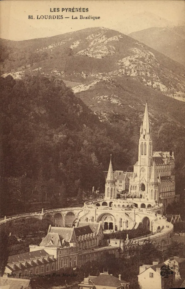 Lourdes — A Basílica — Editor L. Pardignous, no Bon Marché - Frente