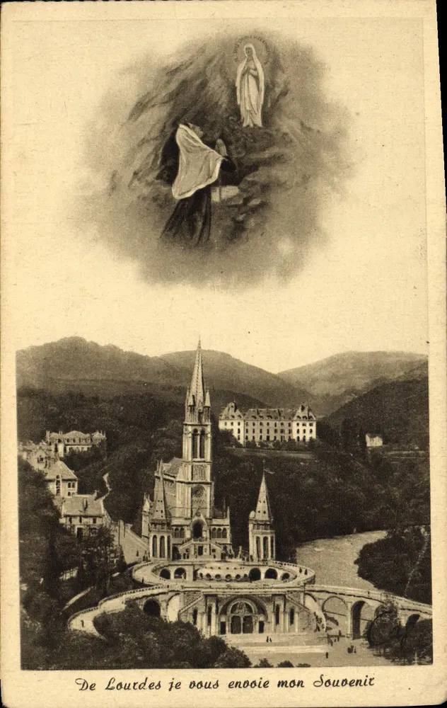 Lourdes — Ansicht des Heiligtums und der Basilika — Cie des RTS, Paris - Vorderseite