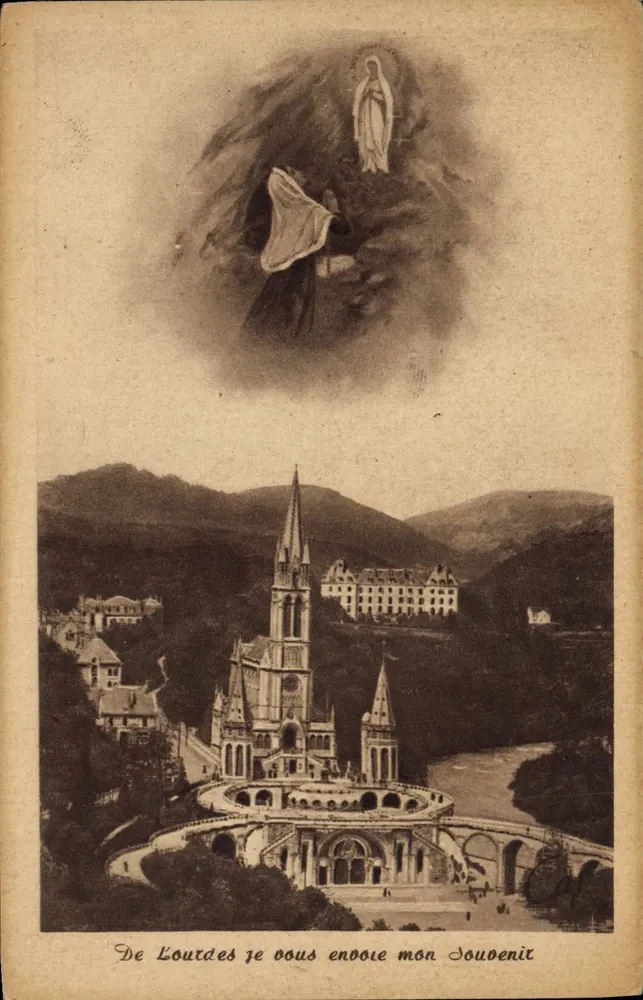 Lourdes — Erscheinung der Jungfrau — Erinnerungskarte — Cie des Arts Photomécaniques, Paris-Strasbourg - Vorderseite