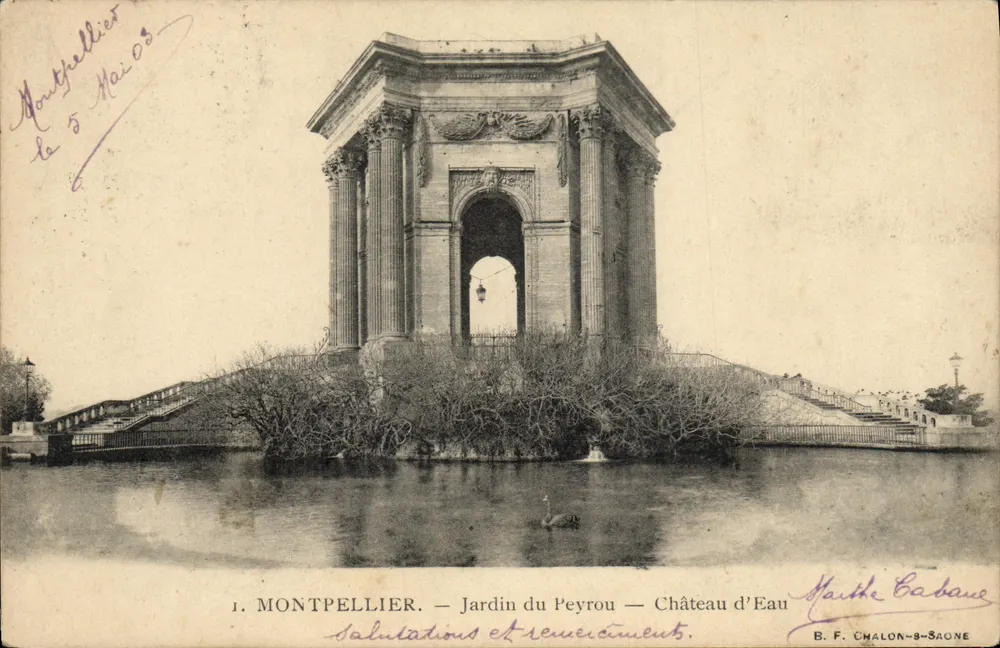 Montpellier — Jardin du Peyrou — Wasseruhr — B. F. Chalon-Saône - Vorderseite