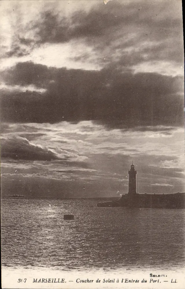 Marseille — Sonnenuntergang am Hafenmund — Select, LL, n° 307 - Vorderseite