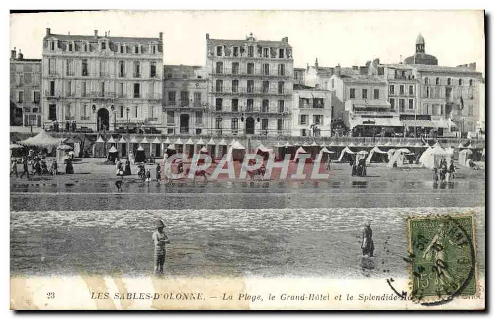 Les Sables-d'Olonne — Die Strandpromenade, das Grand-Hôtel und das Splendide - Vorderseite