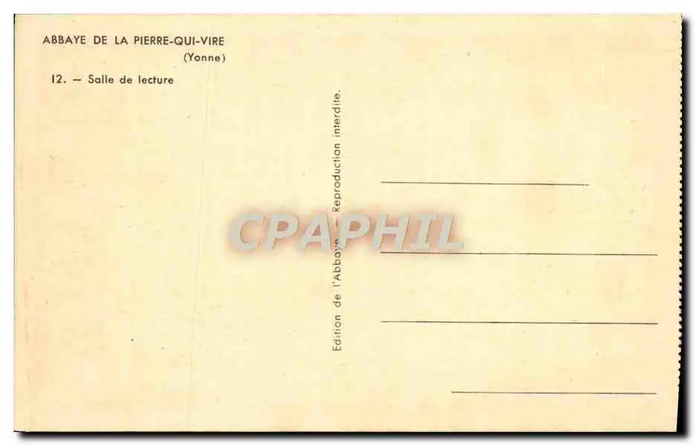 Abtei La Pierre-qui-Vire — Lesesaal — Abtei-Ausgabe - Rückseite