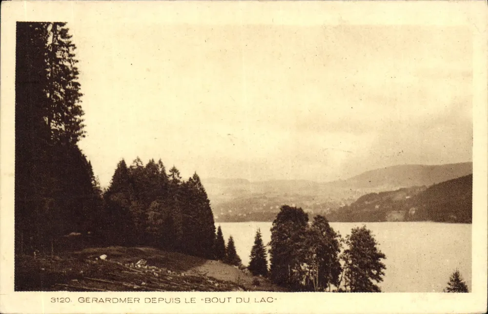 Gérardmer desde o "Bout du Lac" — vista lacustre — Braun & Cie, Imp. Gie, série 4, n°3120 - Frente
