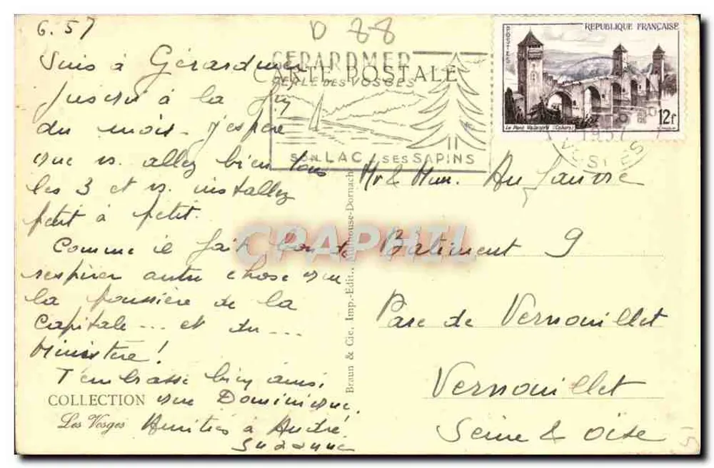 Gérardmer desde o "Bout du Lac" — vista lacustre — Braun & Cie, Imp. Gie, série 4, n°3120 - Verso