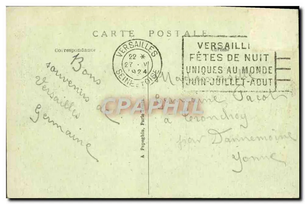 Versailles — O Parque - Lago de Latona — A.P. - Verso