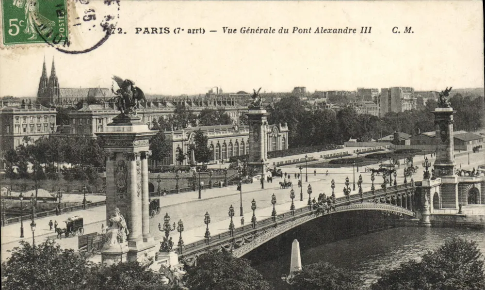 Paris (7º arrondissement) — Vista Geral do Pont Alexandre III — C.M. - Frente