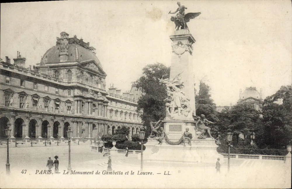 파리 — Gambetta 기념물과 루브르 — LL. n°47 - 앞면