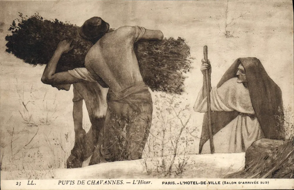 Puvvis de Chavannes — Winter — Paris. Das Rathaus (Südliche Ankunftshalle) - Vorderseite