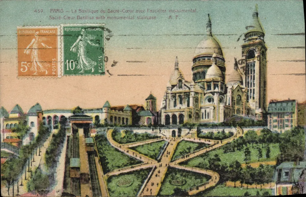 Paris - Die Basilika des Heiligen Herzens mit der monumentalen Treppe — A.P. — n°459 - Vorderseite