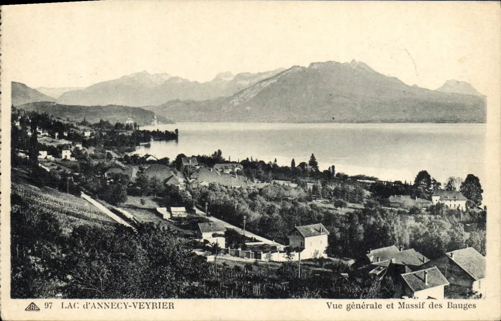 See Annecy-Veyrier — Allgemeiner Blick und Massif des Bauges — C. des Arts Photomécaniques, Paris-Strasbourg - Vorderseite