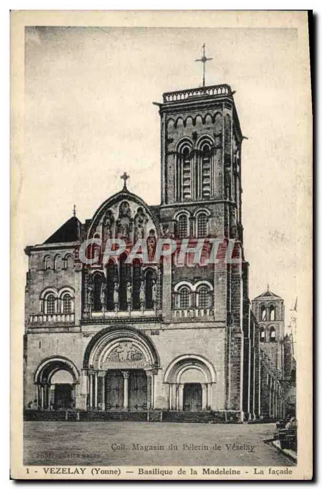 Vézelay (Yonne) — Basiliek van de Heilige Maria Magdalena — De gevel — Coll. Magasin du Pèlerin de Vézelay - Voorkant
