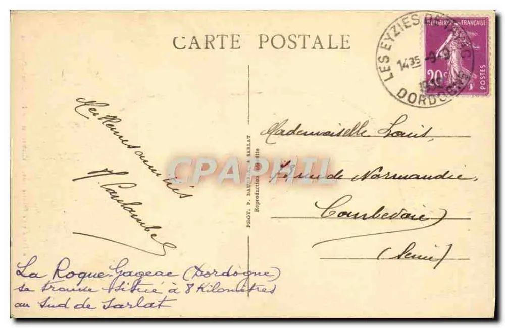 La Roque-Gageac — Schloss La Roque-Gageac — P.D.S. - Rückseite