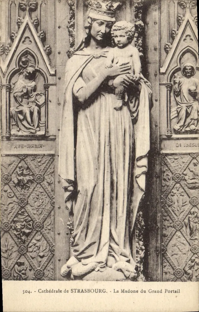 Kathedrale von Straßburg — Die Madonna des Großen Portals — Verleger CH. Bergeret, Nr. 504 - Vorderseite