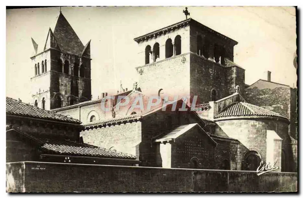 Basilika von Saint-Martin-d'Ainay — Ansicht der Türme und Fassade — Verlag Estel - Vorderseite