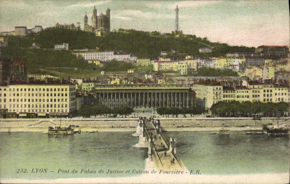LYON — Brücke des Palasts der Gerechtigkeit und Fourvière-Hügel — E.R. - Vorderseite