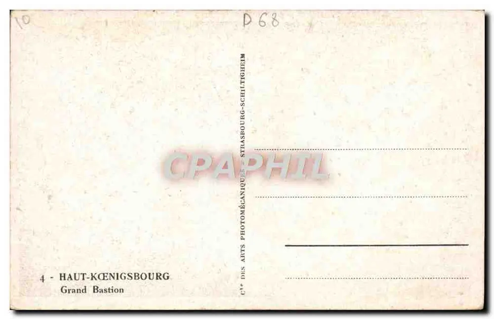 Haut-Kœnigsbourg — Grand Bastion — C° des Arts Photomécaniques Strasbourg-Schiltigheim - Rückseite