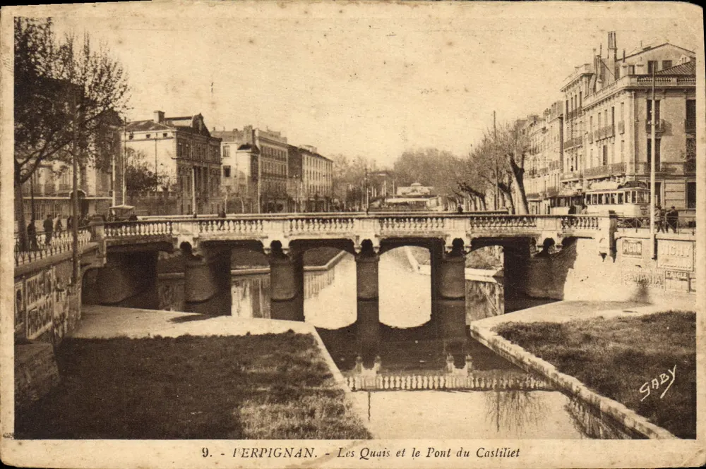 FerpiGNAN - Die Quais und die Brücke Castiliet — Saby, n°9 - Vorderseite