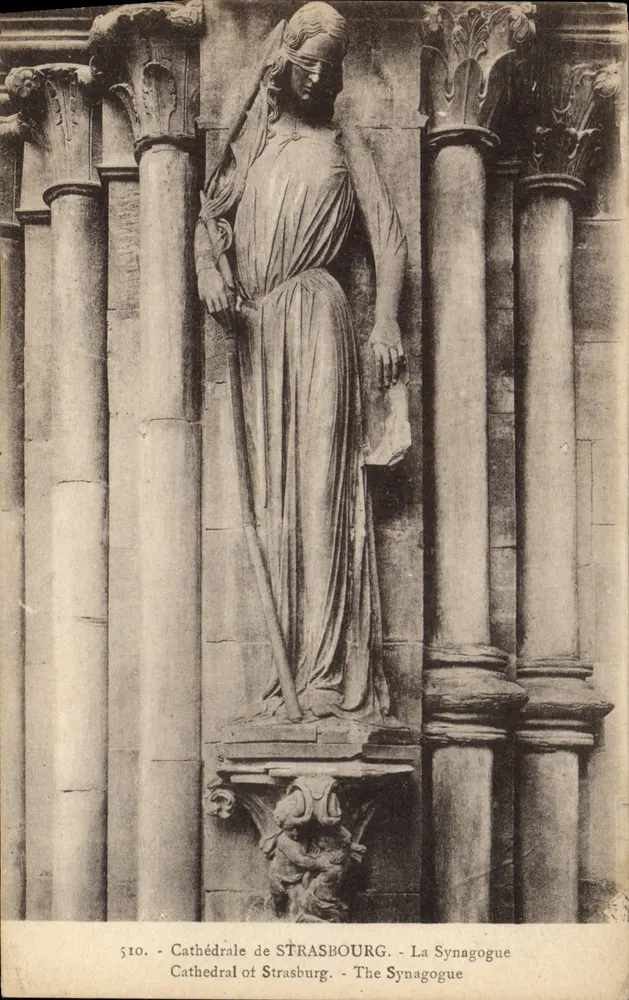 Estátua da Sinagoga — Catedral de Estrasburgo — Editor Ch. Berneret, n° 510 - Frente