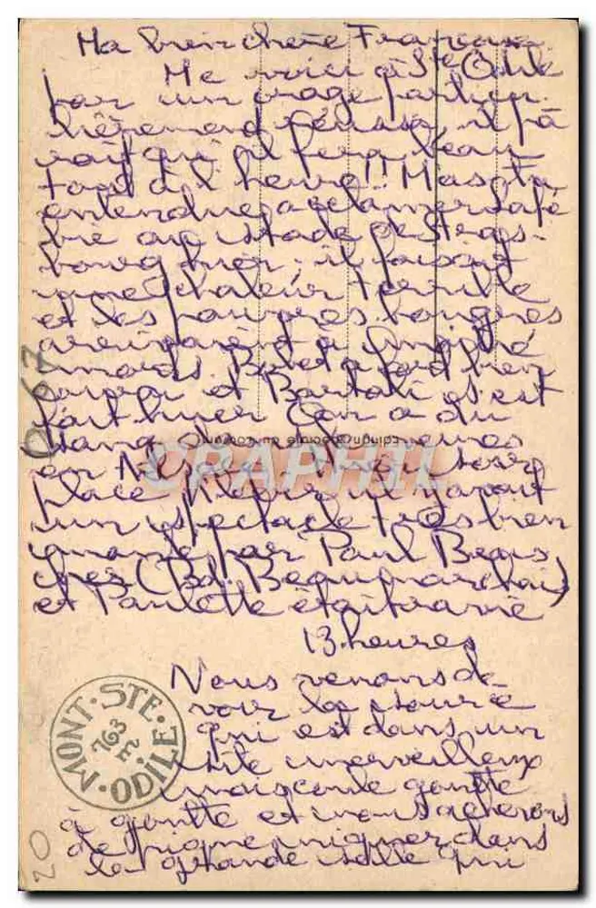 Mont Ste-Odile (Höhe 763 m) — Aufnahme aus der Luft — Verlag ARA, Nr. 118 - Rückseite