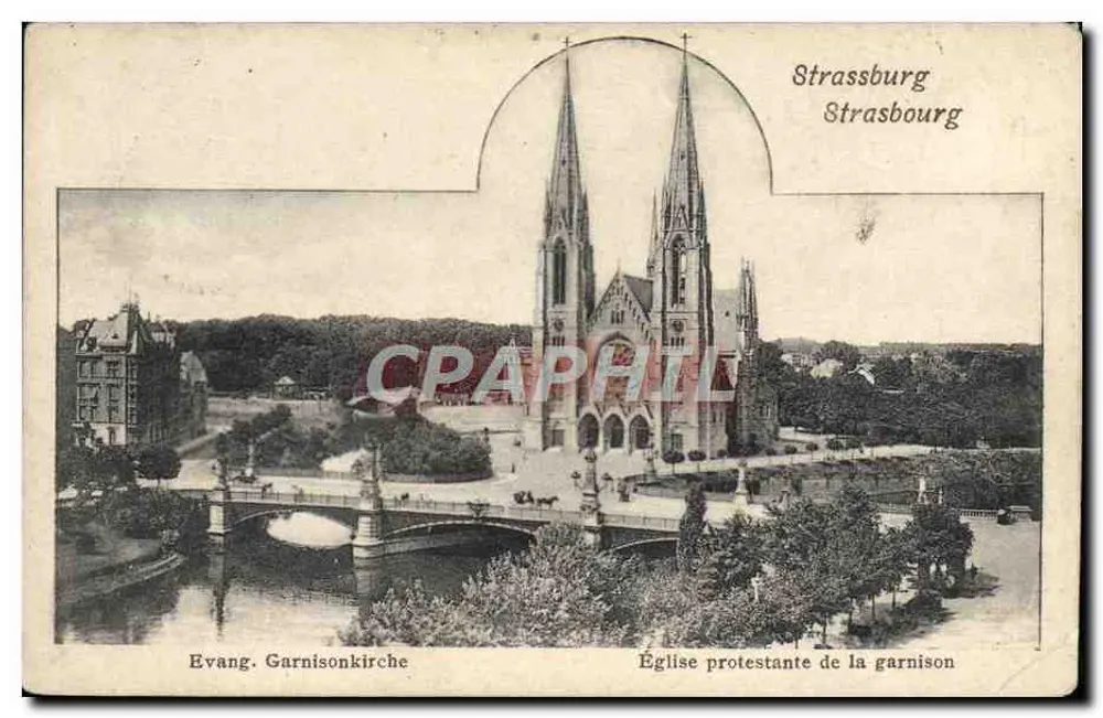 Igreja protestante da guarnição — Strasbourg — editor Felix Laub, número de série não visível - Frente