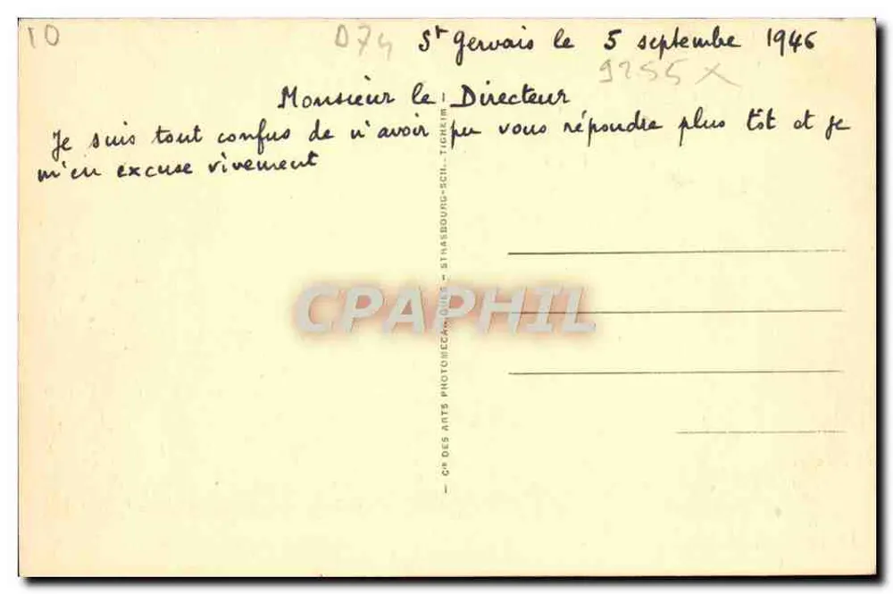 See von Annecy — Blick von Duingt — Verlag Cie des Arts Photographiques Strasbourg - Rückseite