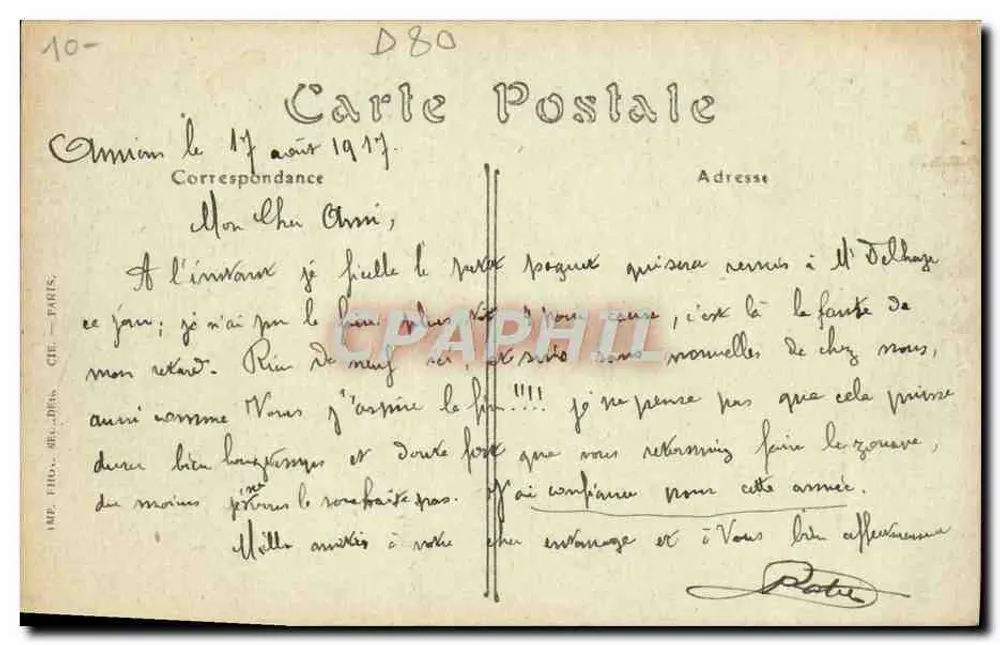 Amiens — O Hotel de Ville — ND, Fotografia - Verso