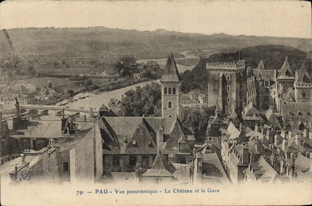 PAU - Panoramablick - Schloss und Gave - Vorderseite